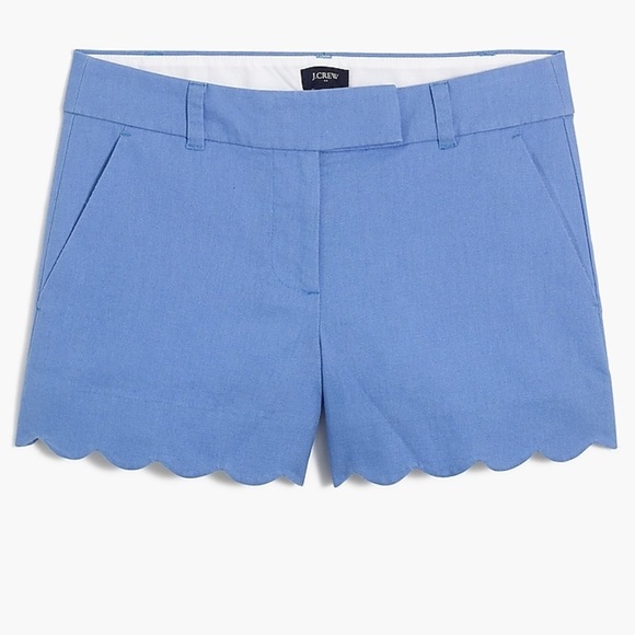 NWT J.Crew 4" linen-cotton scalloped hem short Size 4 - Picture 1 of 5